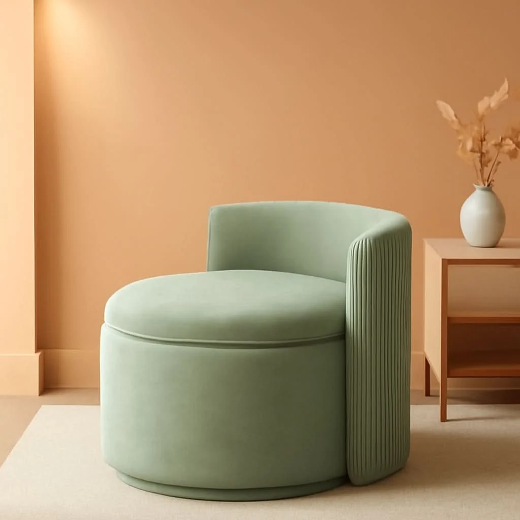 Optimized Emerald Velvet Vanity Ottoman With 360DegreeSwivel Modern
