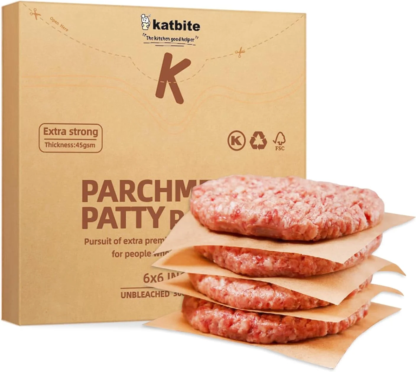 Traditional Katbite 300Pcs 6×6 Inches Patty Paper Burger Patty Paper Unbleached Parchment Sheets Heavy Duty Non-Stick Squares for Seperating Patty Cookies Trendy