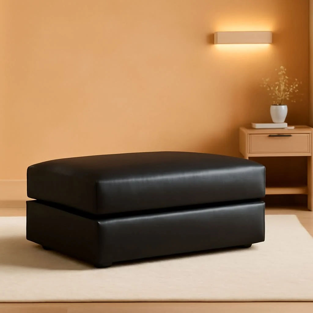 Official Contemporary Black Cushioned Rectangular Ottoman Finish Fine