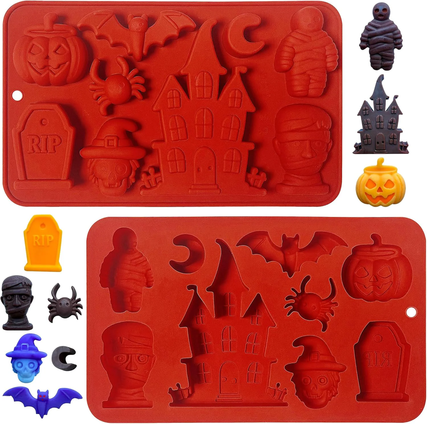 Clean 2Pcs Halloween Pumpkin Molds Silicone for Chocolate Candy 3D Halloween pumpkin Molds Silicone for Candy Gummy Mix Eco-Friendly