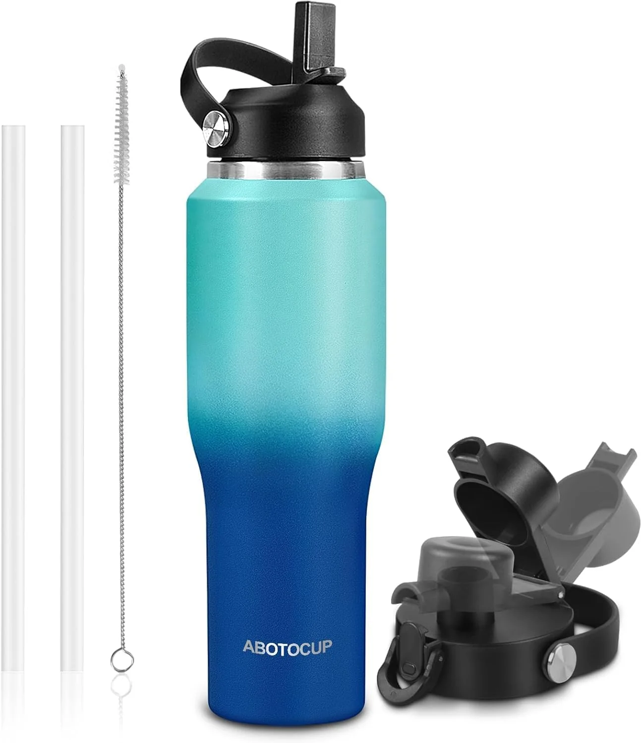 Minimalist Insulated Water Bottle 40oz with Straw Spout Lids Stainless Steel Water Bottles Keep Cold 24h Hot 12h Flexible