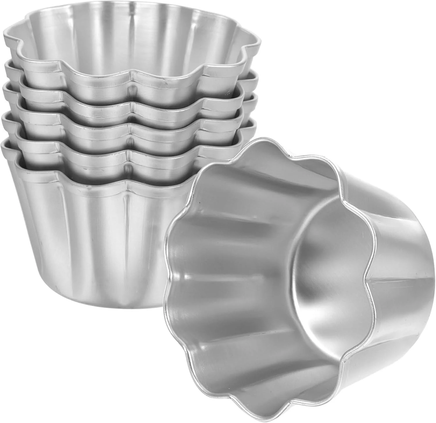 Specialty 6Pcs Egg Tart Molds Aluminium Pie Tins Mini Tart Tins Tiny Pie Tin Cupcake Cake Mold Pudding Molds for Home Baking Consistent