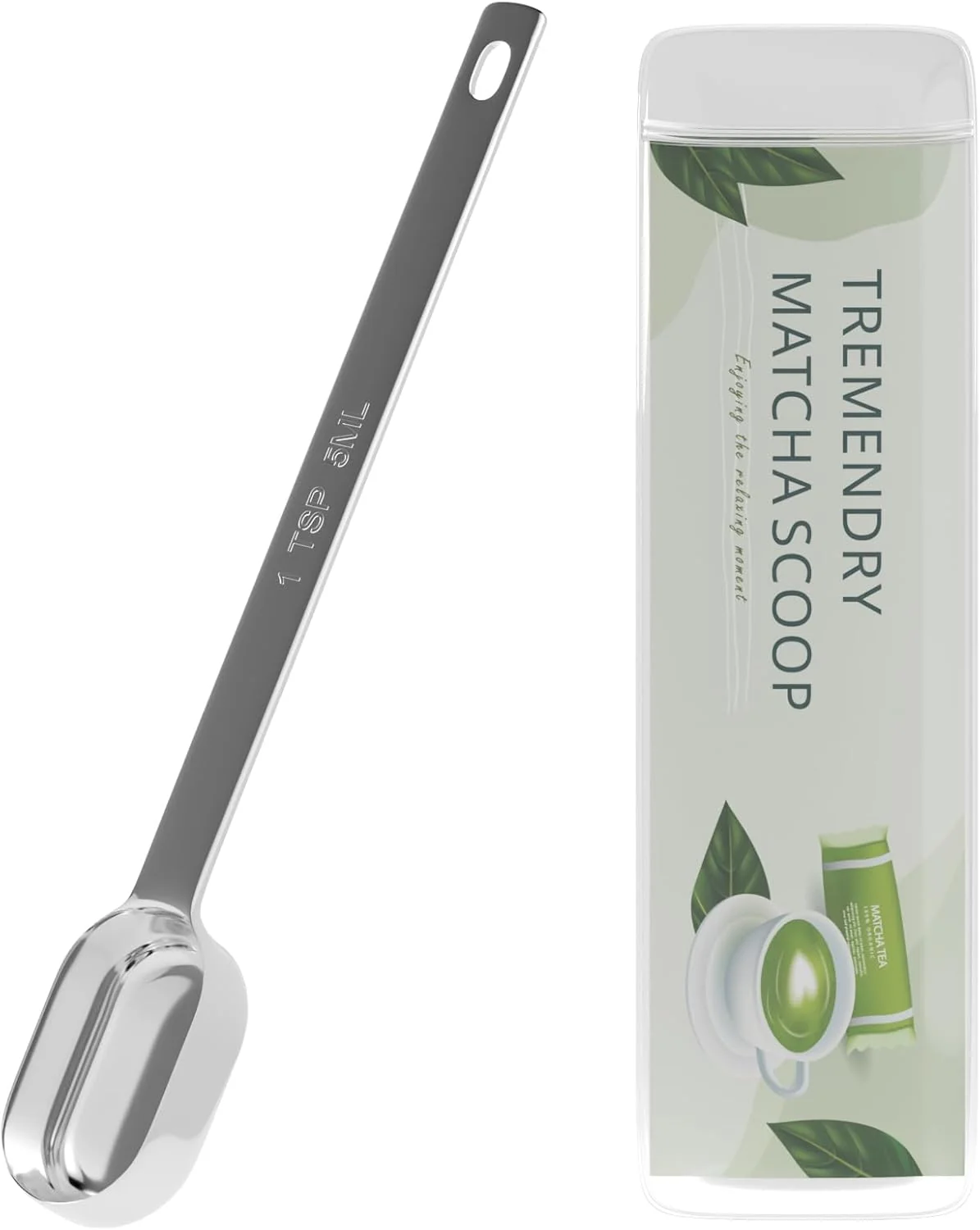 Crafted 2g 1tsp 5ml Matcha Scoop Stainless Steel Slender Measuring Spoon for Matcha Tea Powder Fine