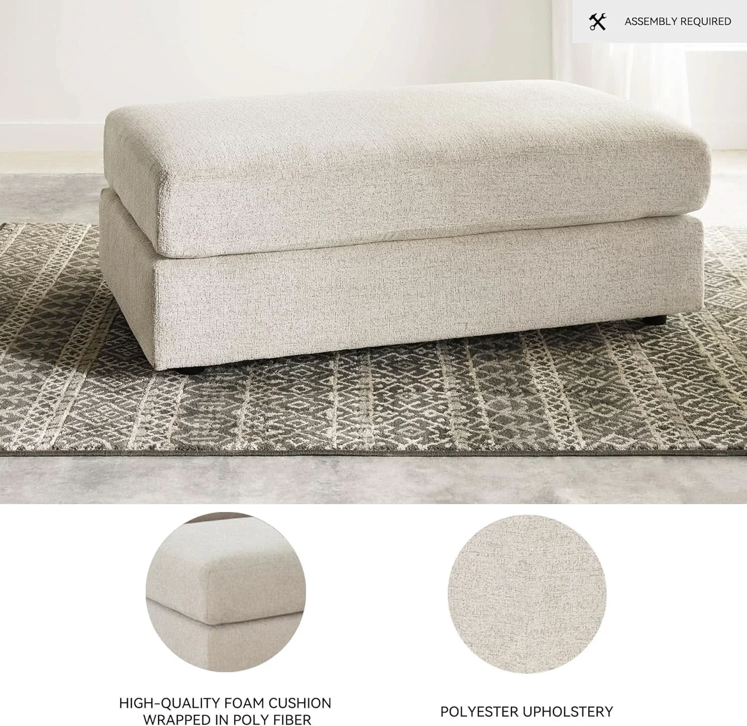 Dependable Soletren Oversized Ottoman Off White Modern Furniture Effective