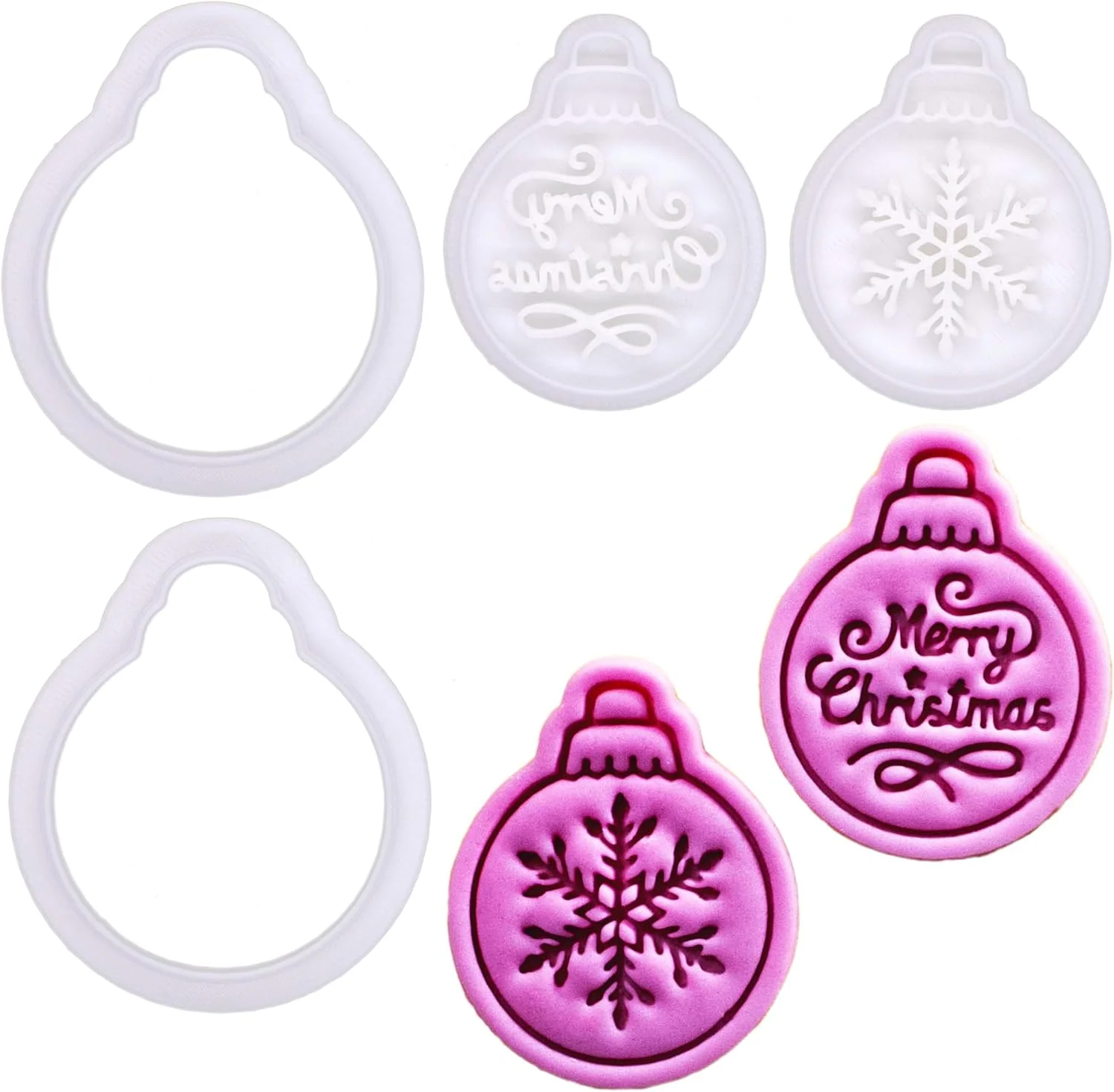 Responsible Bakerlogy Winter Wishes – Mini Christmas Bauble Cookie Cutter and Stamp Set 2 – Set of 2 with Snowflake Merry Christmas Designs for Festive Exceptional