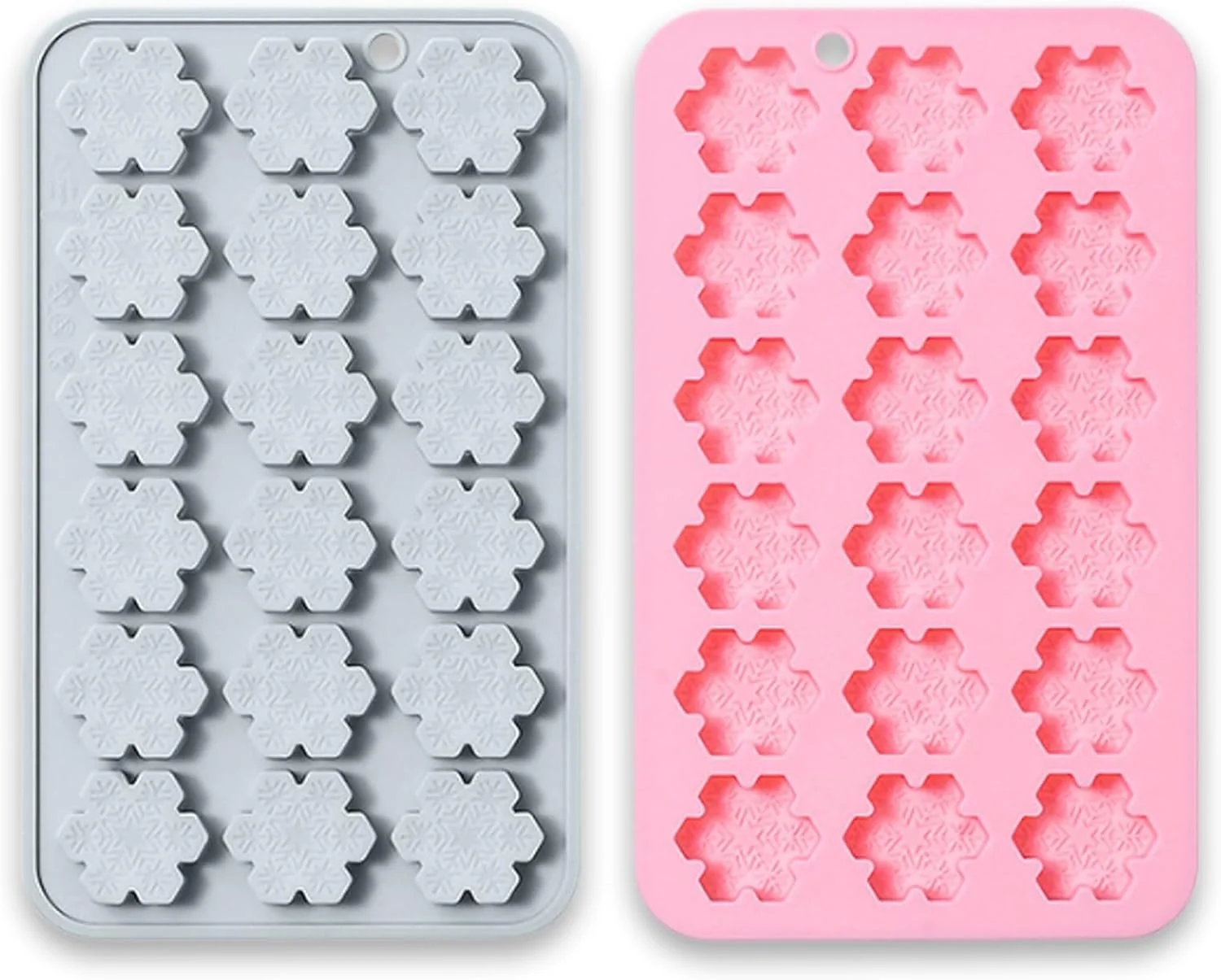Environmentally Friendly 2 Pcs Snowflake Silicone Molds 18-Cavity 3D Christmas Snowflake Chocolate Silicone Molds for DIY Christmas Winter Jello Candy Cupcake Fondant Baking Polymer Clay Decoration Secure