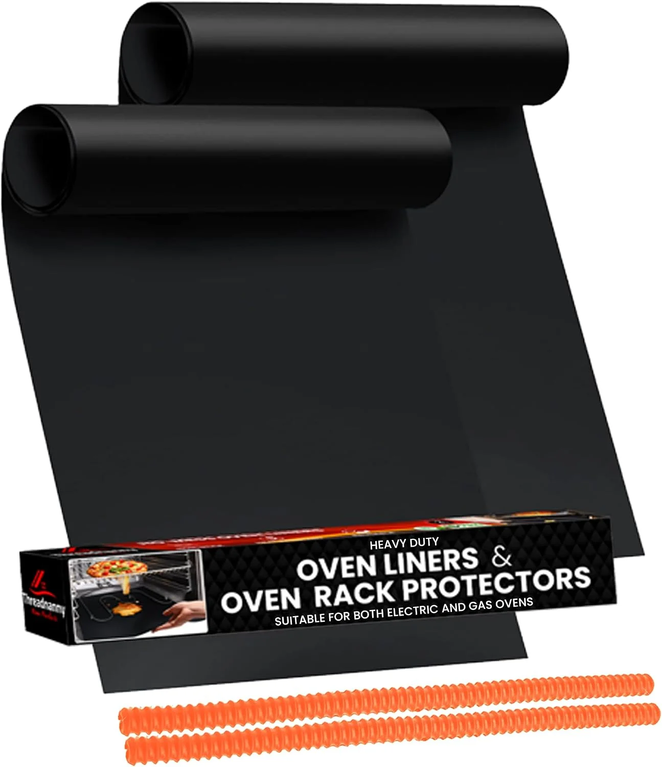 Efficient Oven Liners for Bottom of Oven 17 x 25 and Silicone Rack Guards Orange 22 Trendy