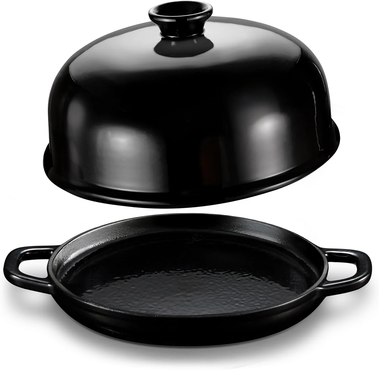 Easy-to-Use Kook Bread Oven Sourdough Pan with Lid and Handles Enameled Cast Iron Pan and Ceramic Lid For Baking Cooking Roasting Black Detailed