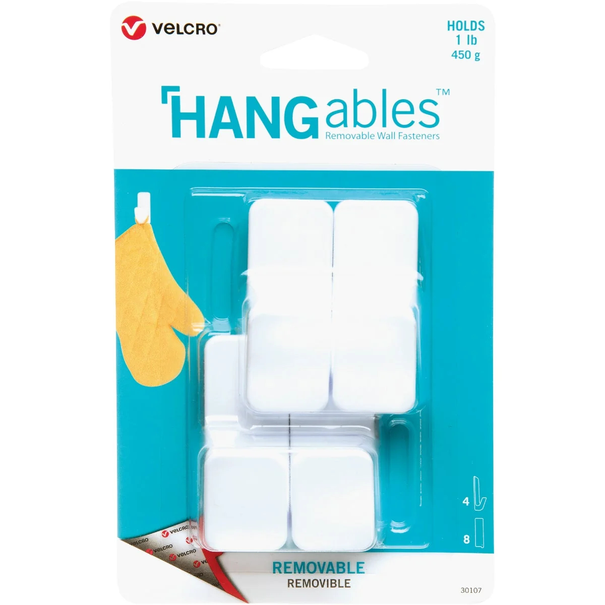 Contemporary Velcro Brand Hangables 1 Lb. Capacity White Removable Small Hook 4 Count Quality