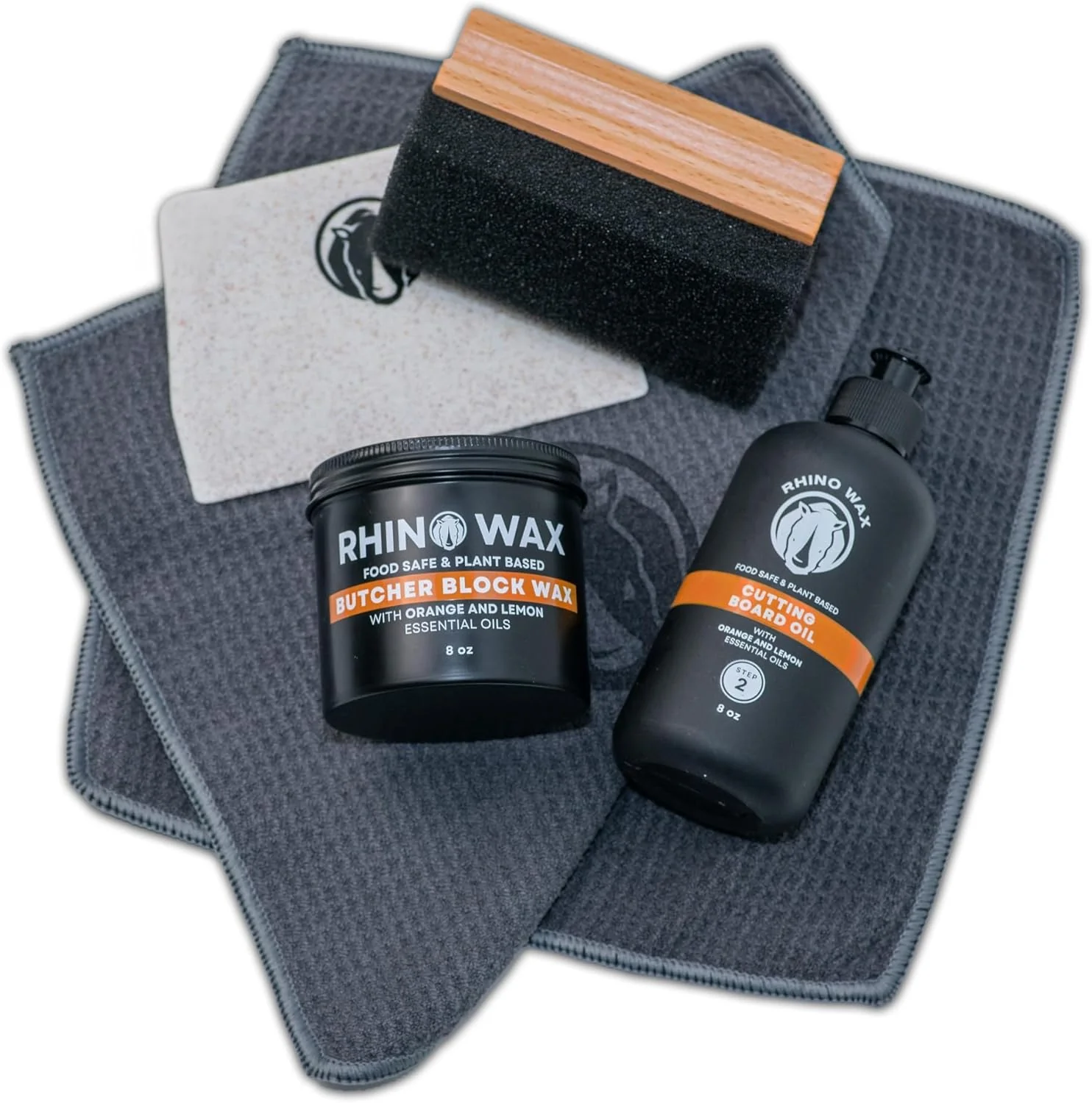 Genuine Butcher Block Maintenance Kit – Includes Cutting Board Oil Wax Large 8oz Size Bench Scraper Large Applicator 2 Microfiber Cloths Optimized