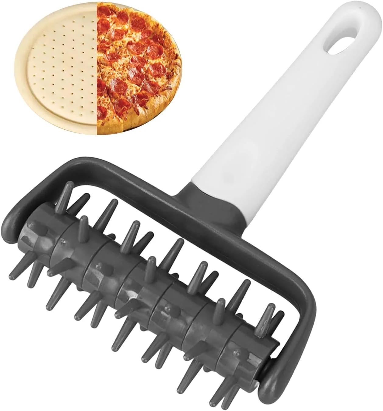 Sustainable Pizza Dough Docker Roller Plastic Pizza Pin Puncher Dough Hole Maker Docking Tool Pizza Making Accessories for Cookie Pie Pastry Bread Grey Certified