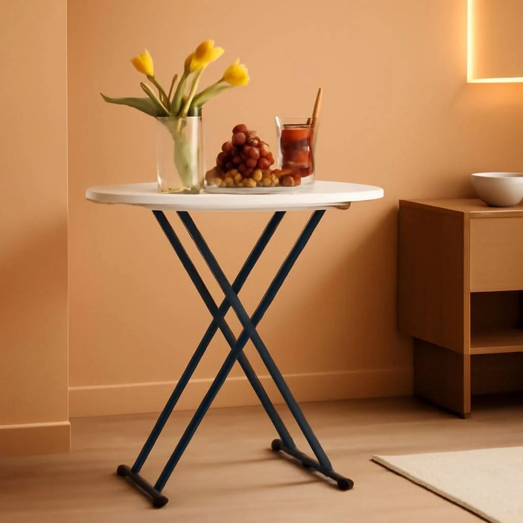 Classic White Thirty Two Inch Folding Cocktail Table High Top Smart