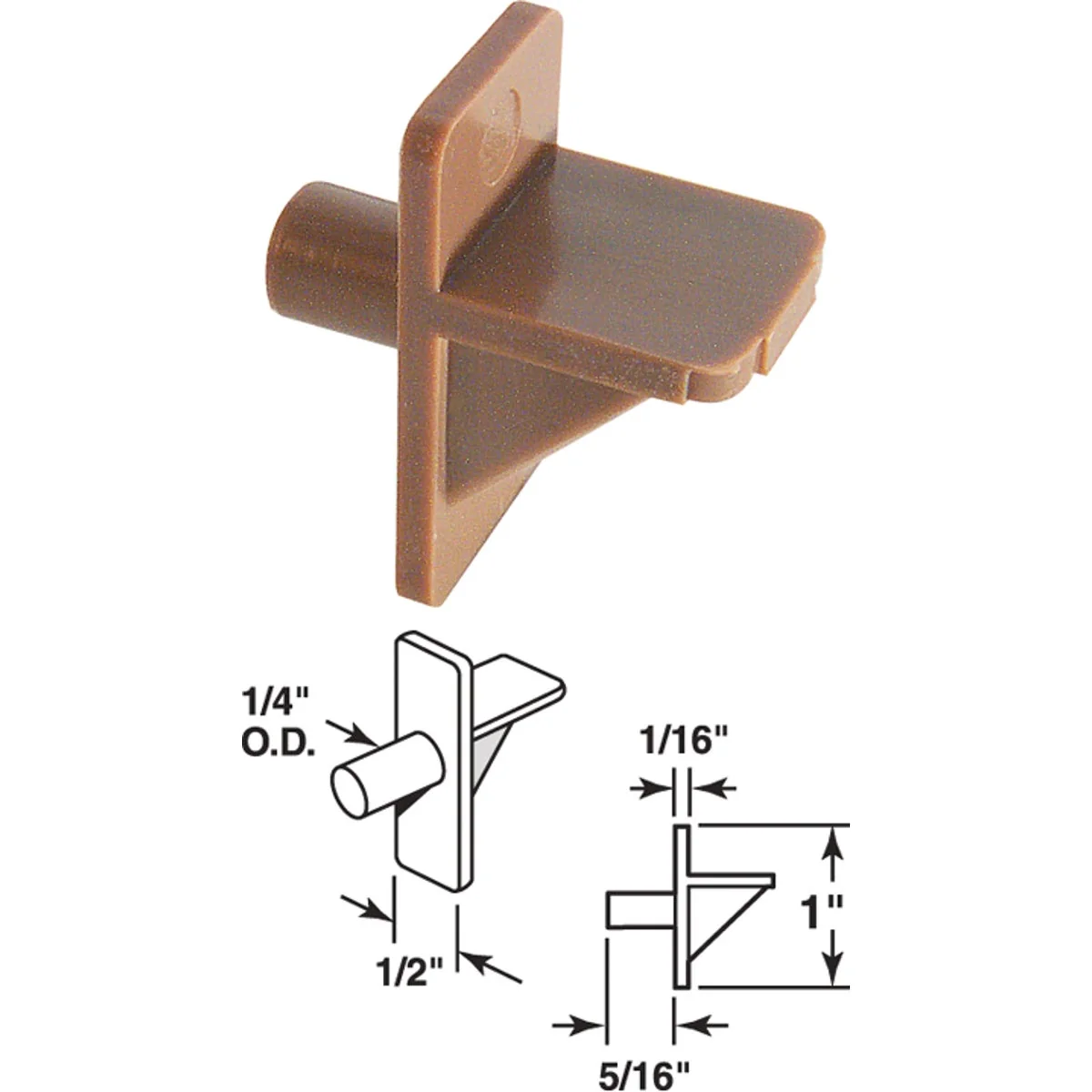 Convenient Prime-Line 1 4 In. Brown Plastic Shelf Support 8-Count Solid