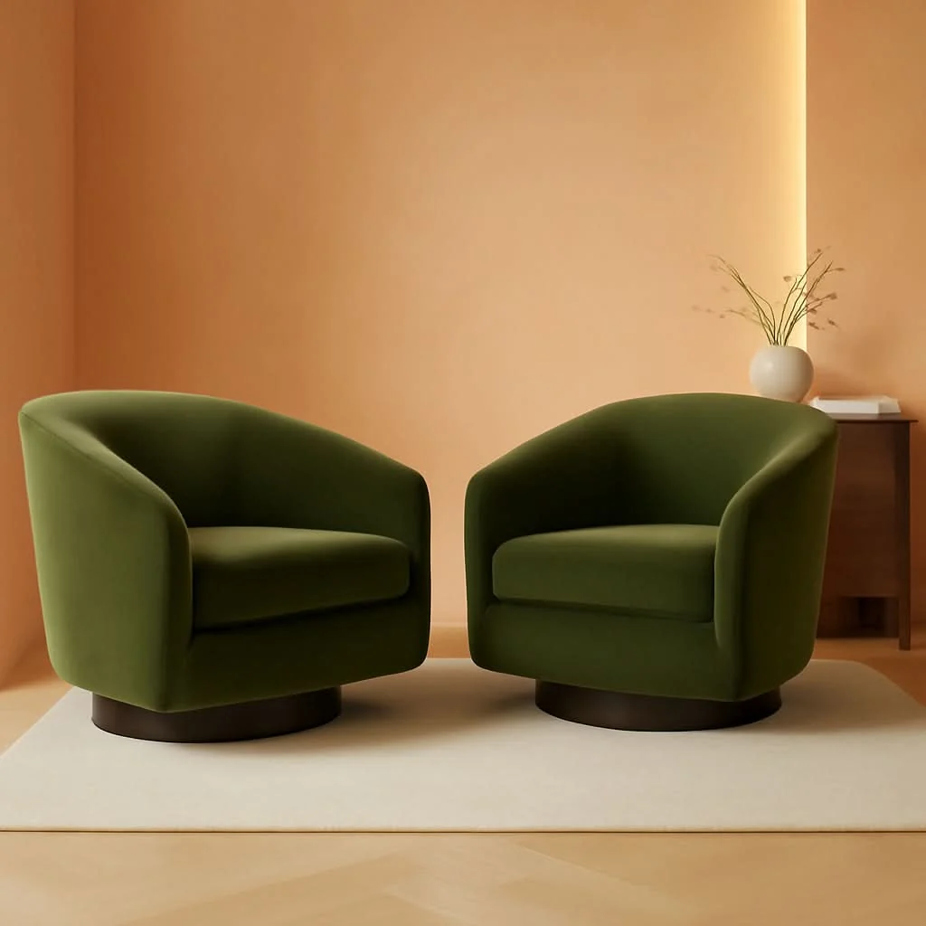 Comfortable Forest Green Velvet Swivel Accent Chair Collection Modern