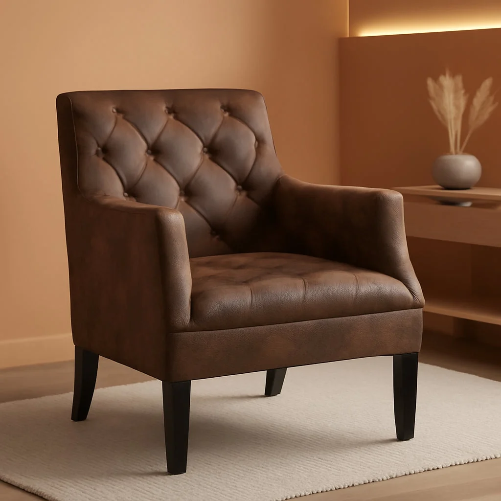 Sophisticated Traditional Upholstered Accent Chair 20.5 Inch Brown First-Class