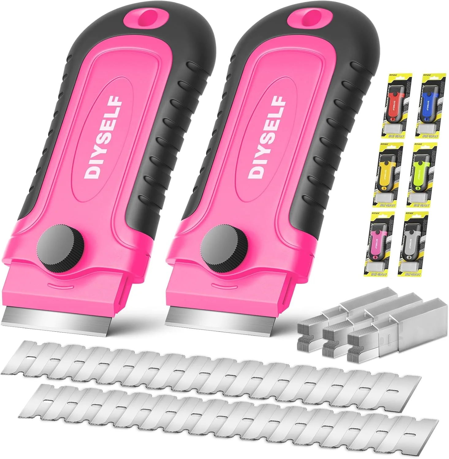 Unique Diyself Razor Blade Scraper 2 Pack Scraper Tool for Cleaning Glass Stickers Paint Scraper Heavy Duty Razor Scraper Glass Scraper Pure