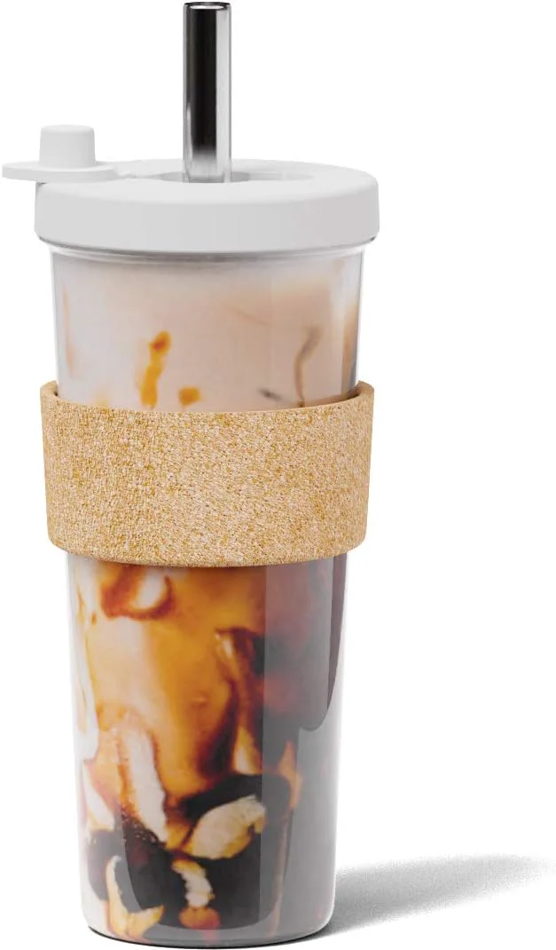 Fashionable Dodoko Reusable 24 oz Boba Cup and Straw – White Efficient
