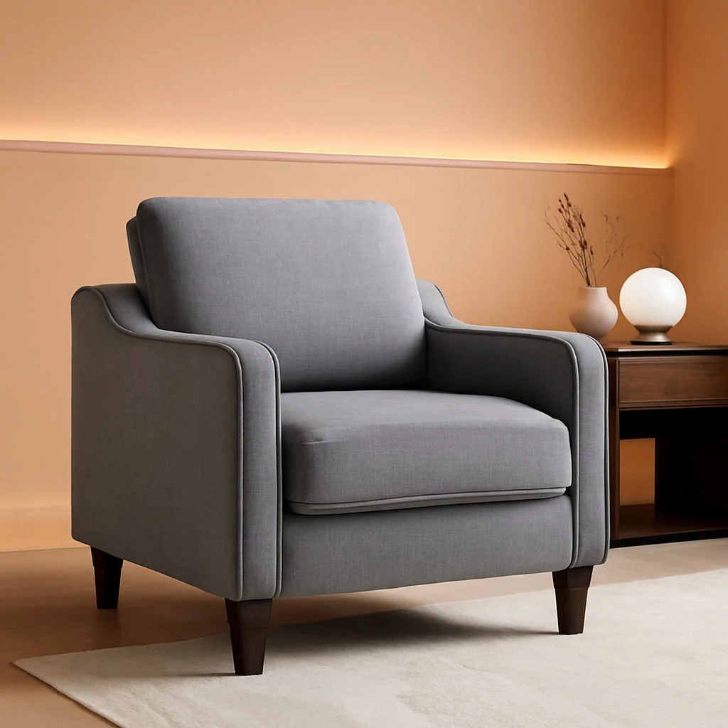 Reliable Grey Upholstered Accent Chair Mid Century Contemporary Fast