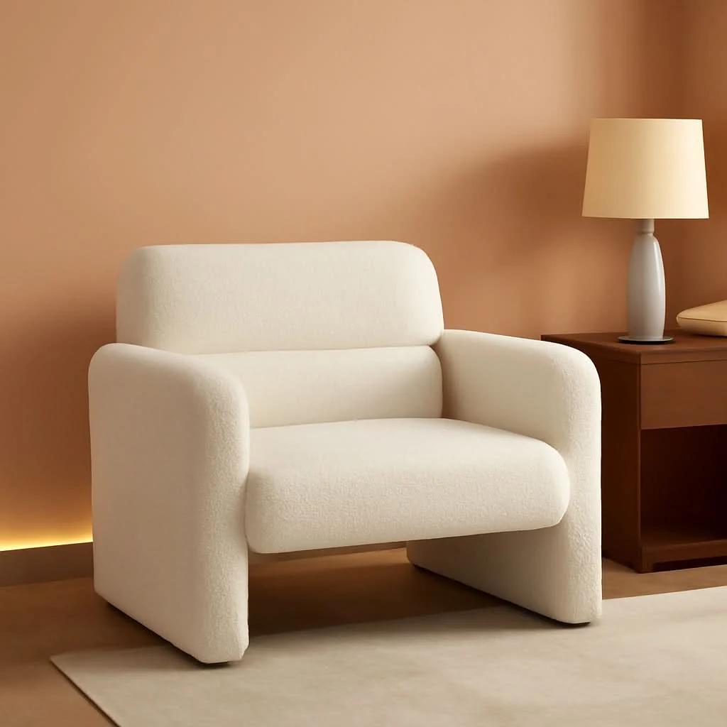 Original 33Inch Sherpa Upholstered Accent Chair With Armrests Superior