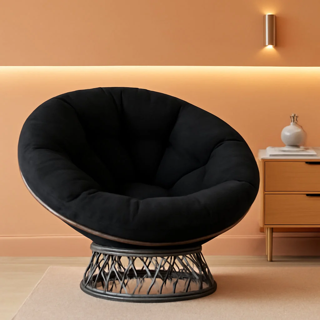 User-Friendly 46in Papasan Chair GraphiteGrey Frame Stylish Comfort Trusted