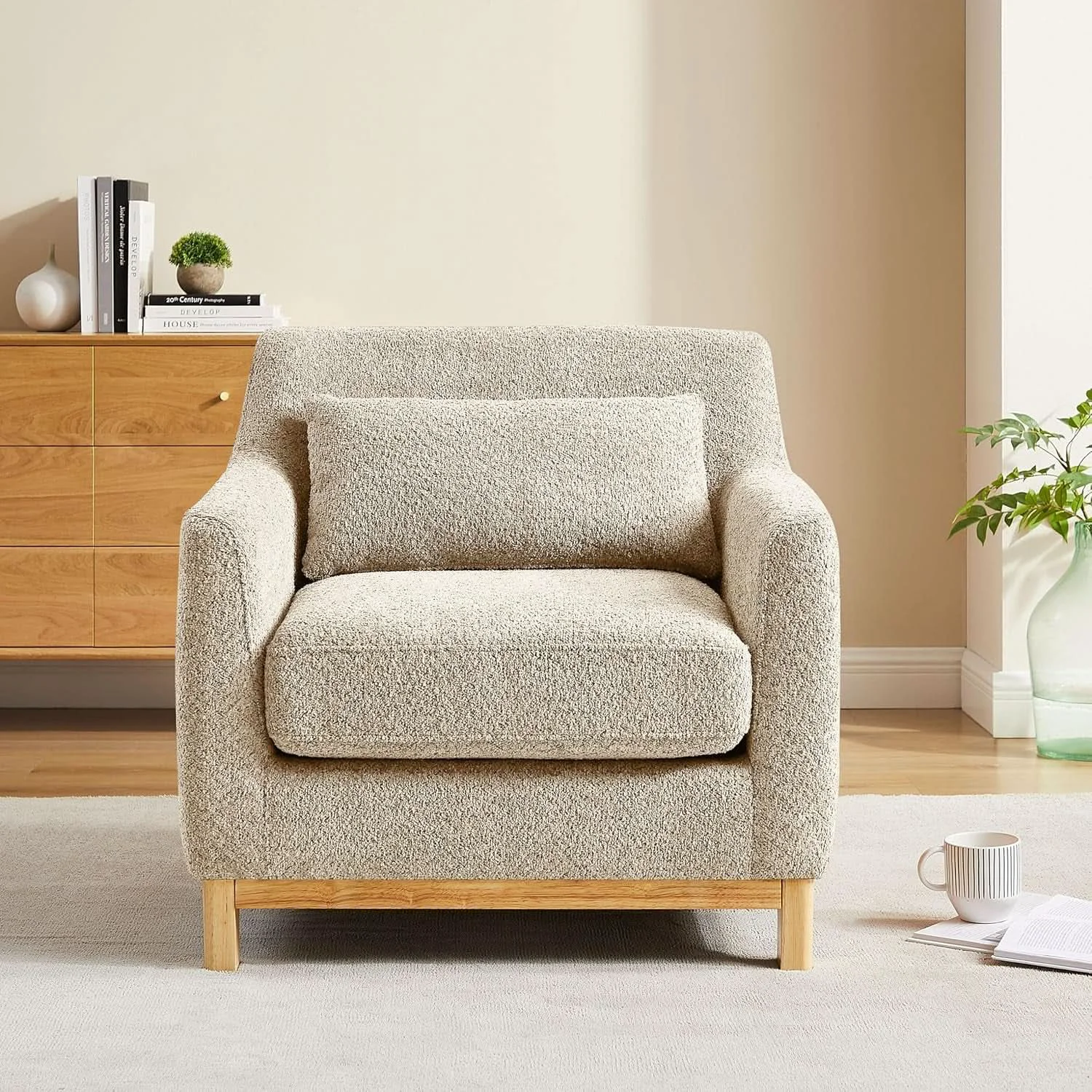 Superior Luxurious Sherpa Oversized Accent Chair Camel Plush High-Performance
