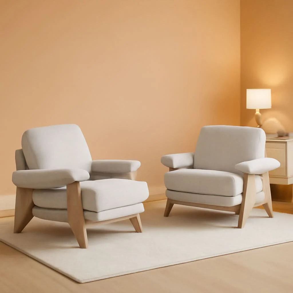 Proven Ivory Chenille Accent Chair Solid Wood LivingRoomSet Fine