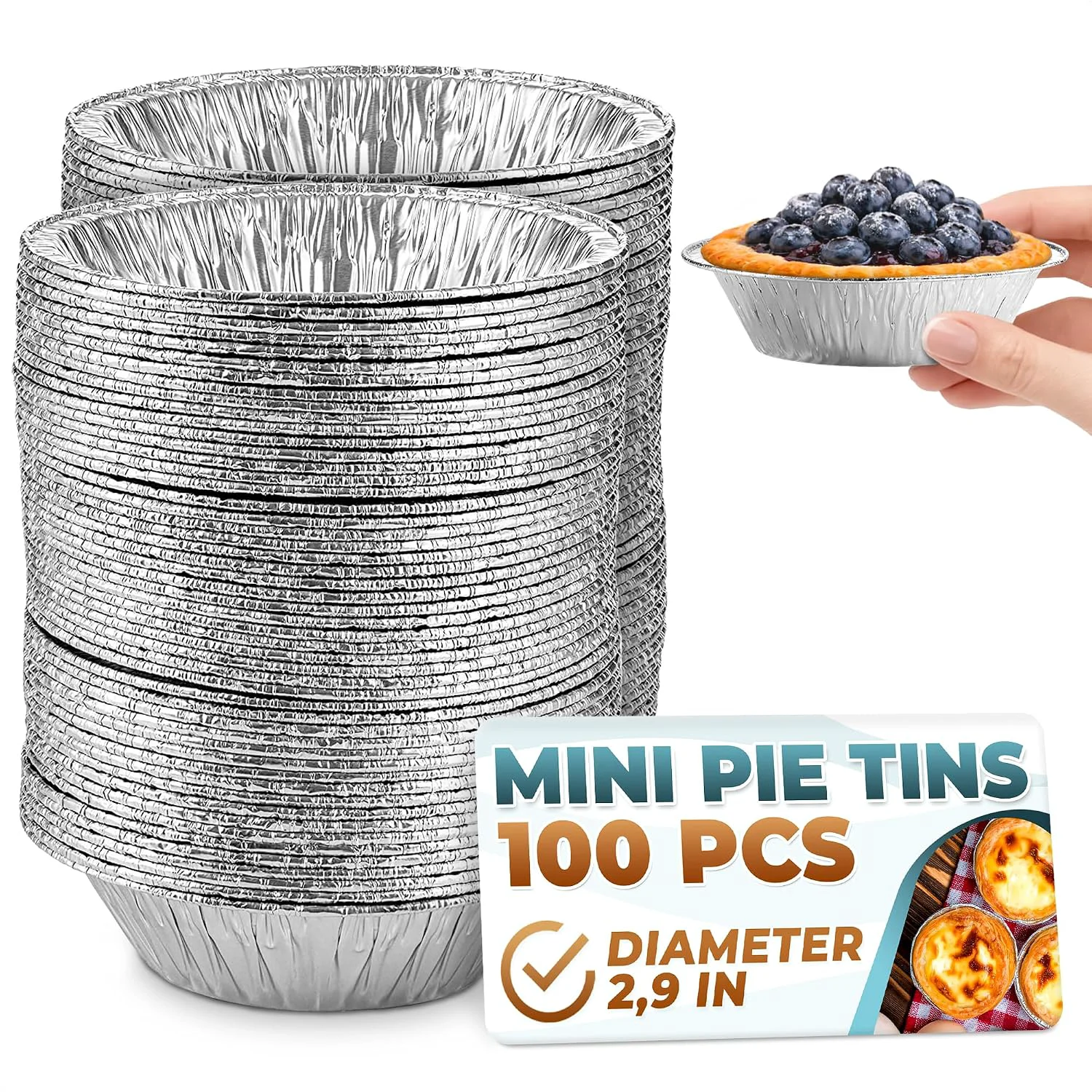 Green LEGLO Mini Pie Tins 3 Inch 100 Pcs Round Disposable Aluminum Egg Tart Tins Skip the Cleanup – Moisture-Resistant Oven-Safe Easy-to-Use Pans for Baking Individual Cheesecakes Quiches and Pot Pies Casual