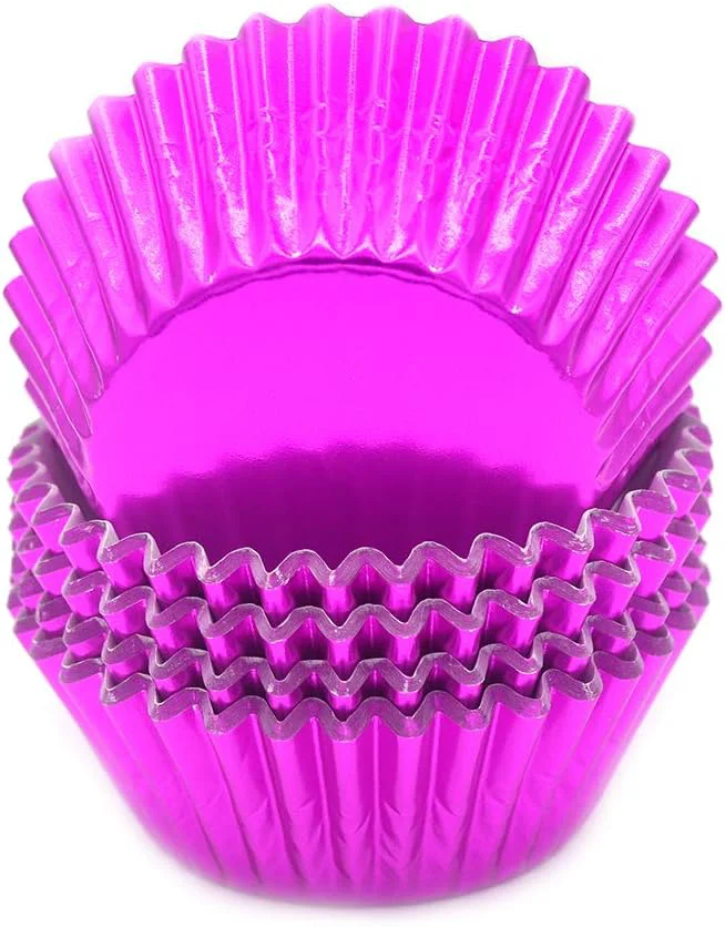 High-End Standard Hot Pink Foil Cupcake Liners Muffin Baking Cups for Party and More 100-Count Solid