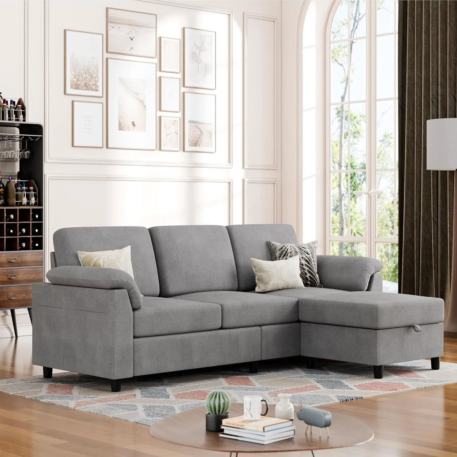 Long-Lasting Comfortable L Shaped Convertible Sectional Sofa with Pillows Next-Generation