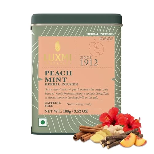 Luxury Estates Peach Mint Tea with Cinnamon Ginger Hibiscus 3.5274 Ounce Fine Crafted