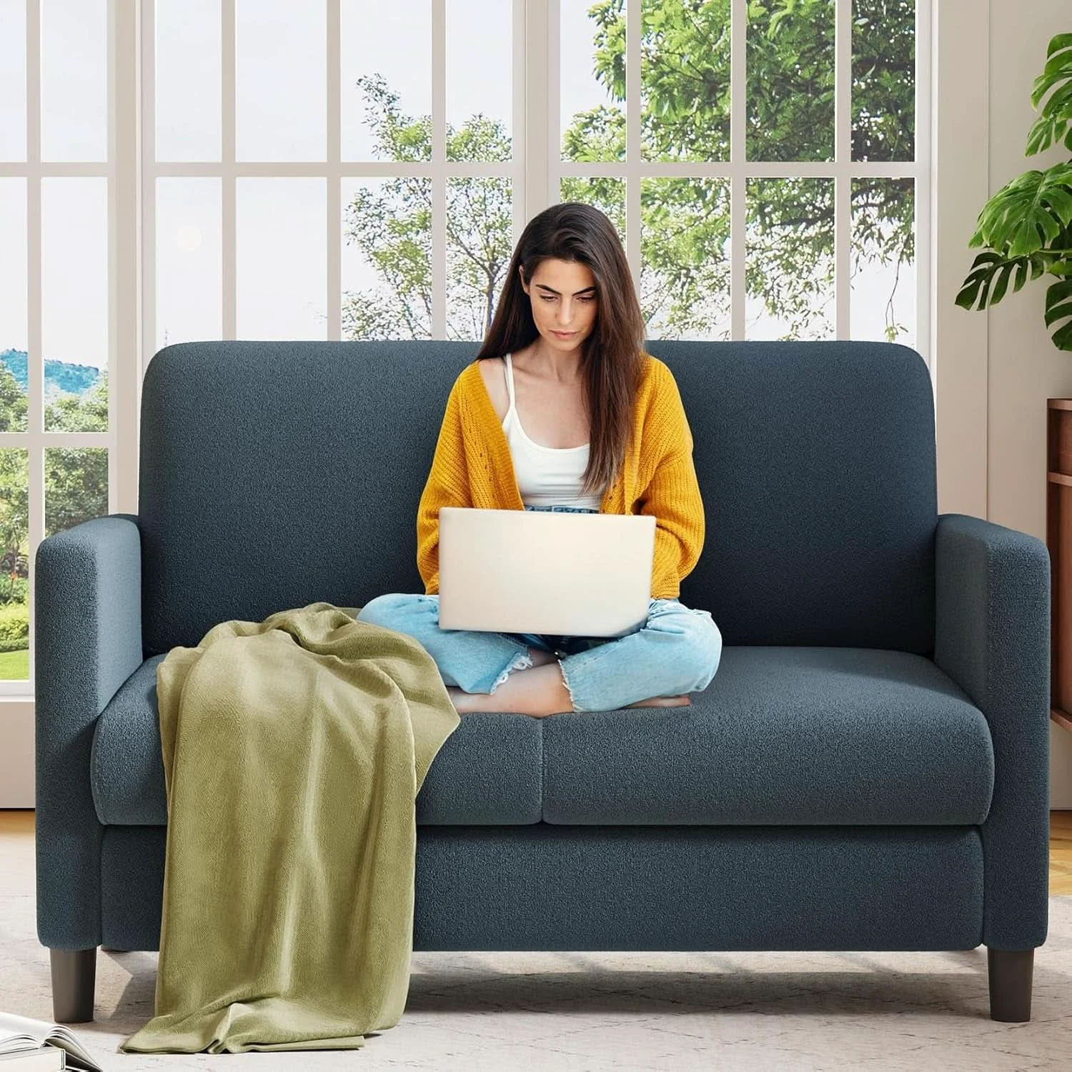 Classic Comfy Teddy Loveseat Sofa For Small Spaces Effective