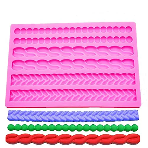Effective 3D Pearl Knit Rope Silicone Mold Fondant Mould Cake Border Decorating Molds Gumpaste Kitchen DIY Baking Decorating Cake Tools Hot Trendy