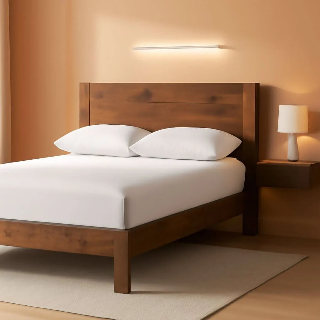 Authentic Queen Size Solid Wood Platform Bed Frame With Headboard High-End