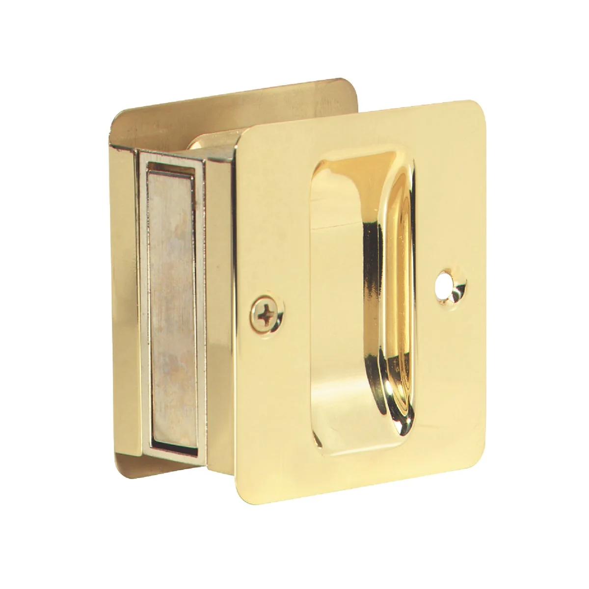 Traditional Schlage Passage Polished Brass Pocket Door Pull Refined