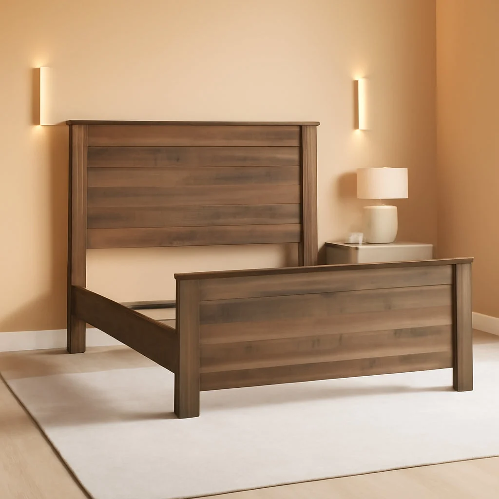 Relaxed Queen Panel Bed Dark Brown Nailhead Trim Engineered Wood Healthy