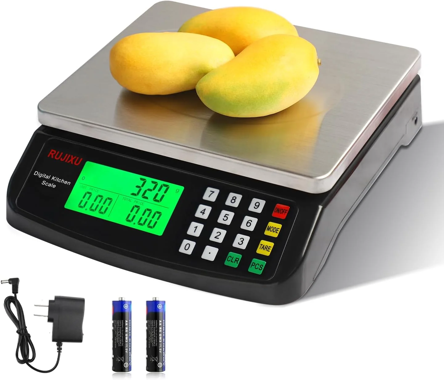 Premium Material Large Digital Kitchen Scale Black 30kg 66lb Commercial Food Scale Stainless Steel with LCD Display Price Computing Scale for Restaurant Baking Bread Environmentally Friendly