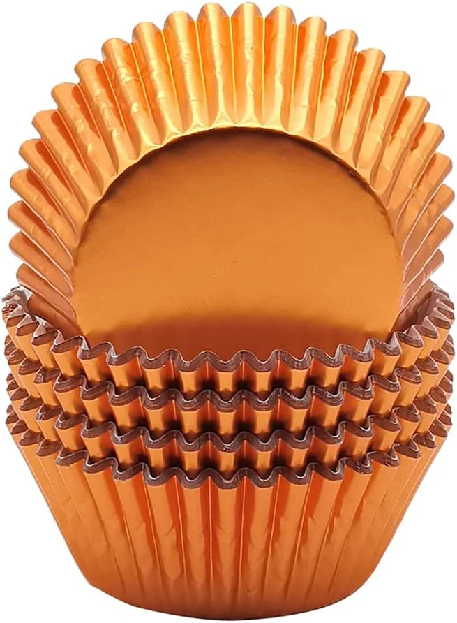 Comfortable Standard Orange Foil Cupcake Liners Muffin Baking Cups for Party and More 100-Count Official