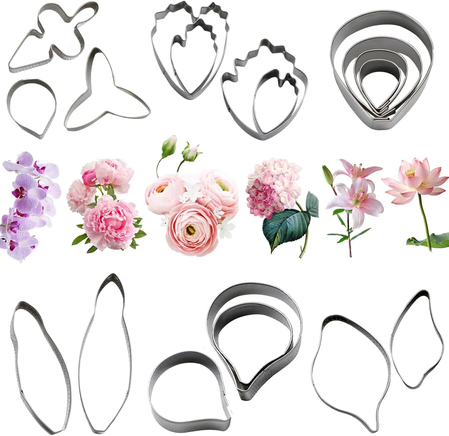 Selected Kalaien 6 Set Gumpaste Fondant Flower Cookie Cutter Set – 18pcs for Wedding Birthday Cake Decorating Clean