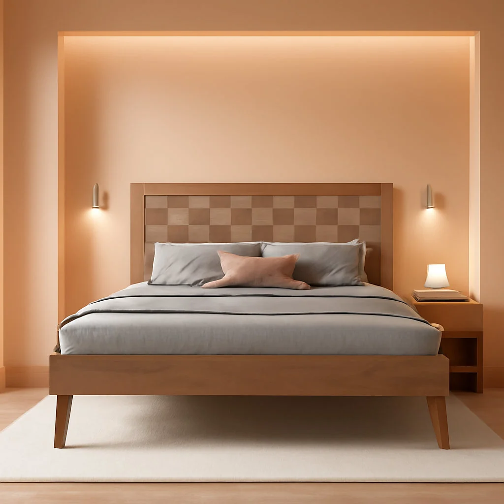 Breathable Queen Size Hand crafted Solid Wood Platform Bed frame Eco-Friendly