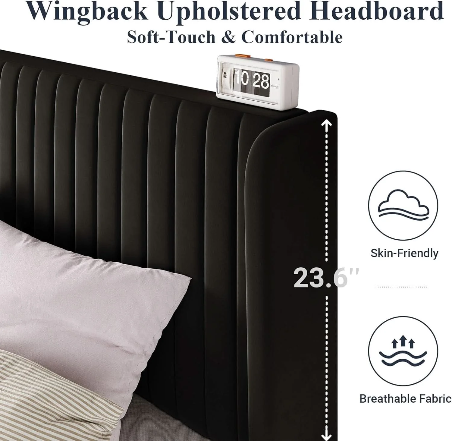 Smart Queen Size Velvet Bed Frame With Wingback Headboard Storage Expertly Made