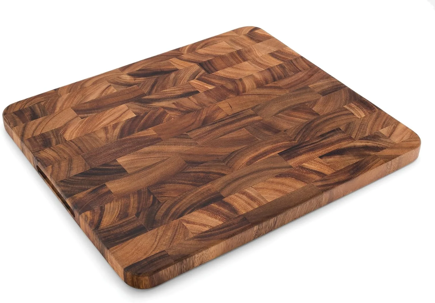 Consistent Ironwood Gourmet Oslo End Grain Utility Cutting Board 14 x 16 Inches Natural Acacia Wood Optimized