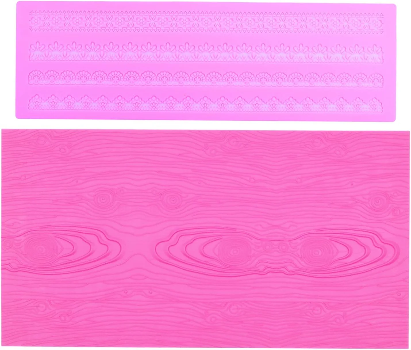 Natural Embossing Lace Fondant Molds Woodgrain Fondant Mats Molds Silicone Molds for Cake Decorating set of 2 Consistent