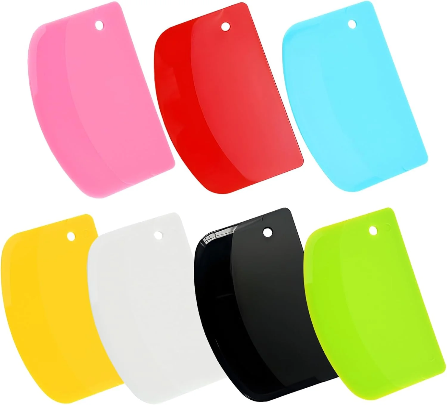 Professional 7PCS Dough Scraper Set Plastic Bench Scraper Multipurpose Bowl Scraper for Kitchen Baking Cake Bread Pizza Pastry Advanced