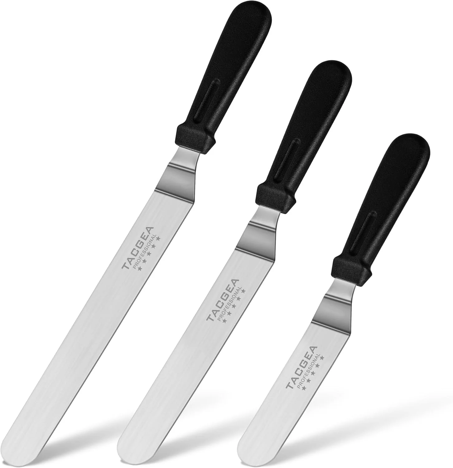 Long-Lasting Tacgea Icing Spatula Angled Offset Cake Spatula with 6 8 10 Stainless Steel Blade Set of 3 Selected