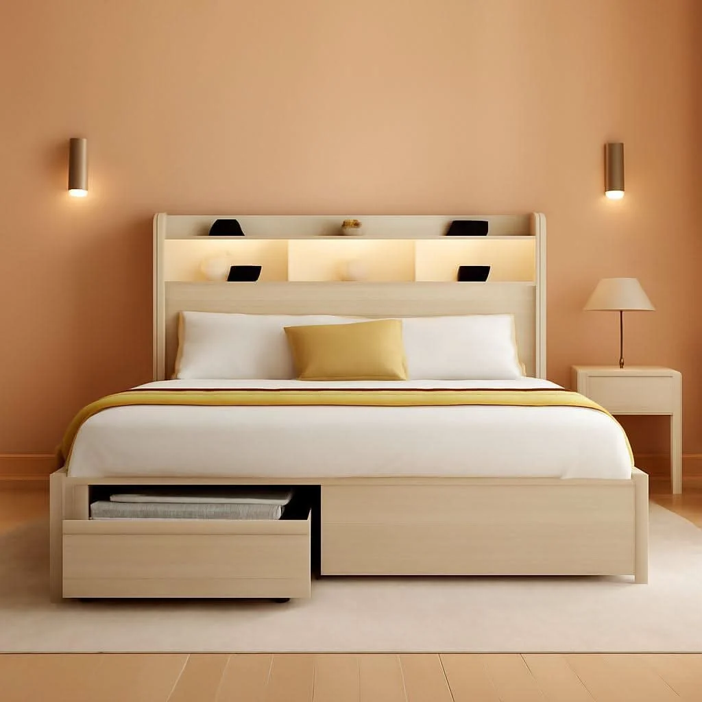 Dependable King Size Bed Frame Antique White With Bookcase Headboard Relaxed