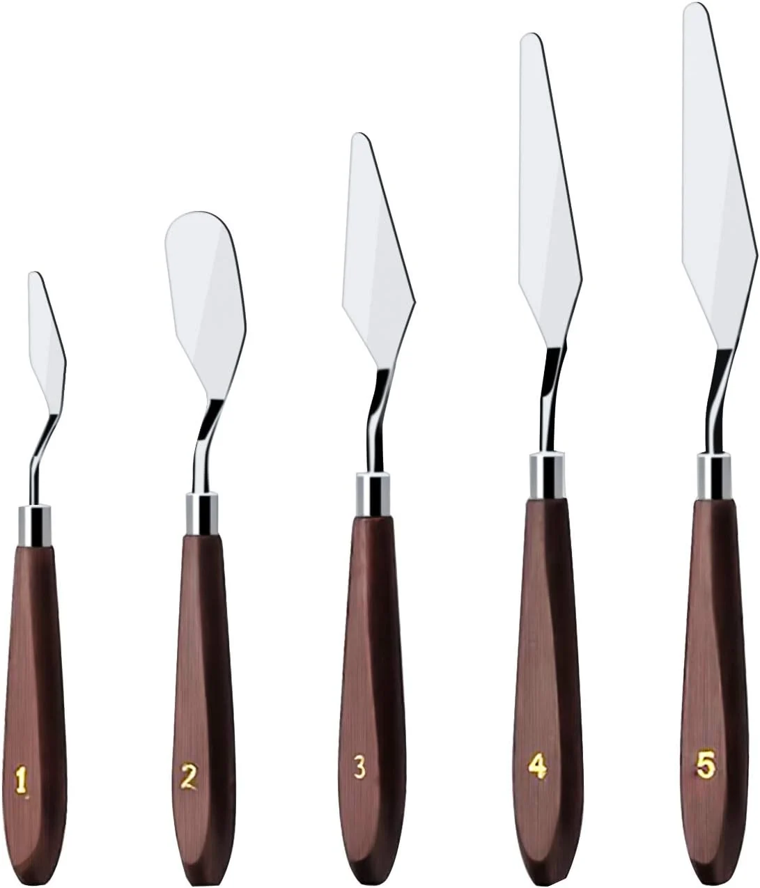 Efficient Cake Cream Spatula 5 Pieces Set Stainless Steel Frosting Baking Pastry Tool Mixing Set Cake Icing Oil Painting Decorating Cream Toner Tool Trusted