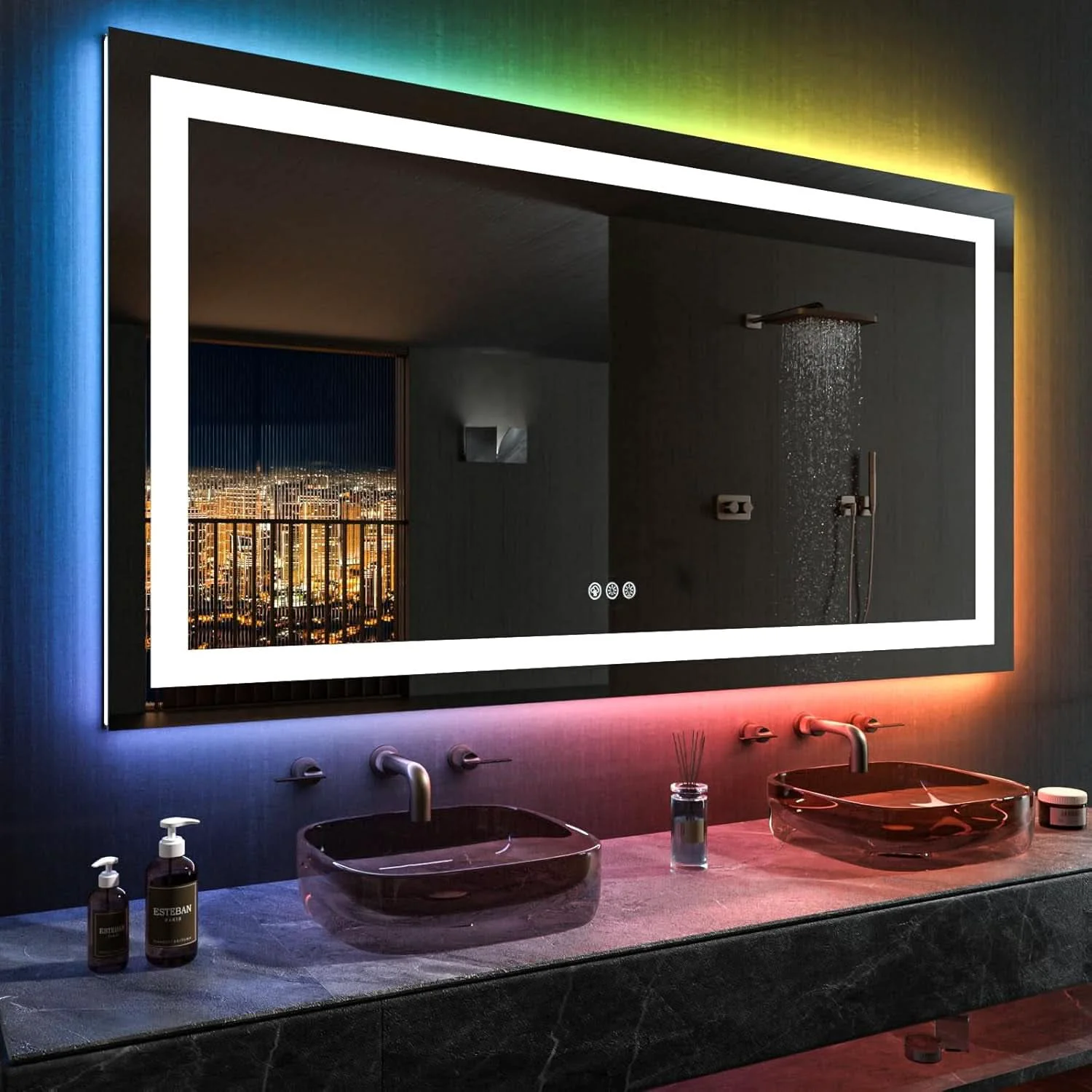 Advanced 60×30 Inch RGB Dimmable LED Vanity Mirror Anti Fog Back lit Next-Generation