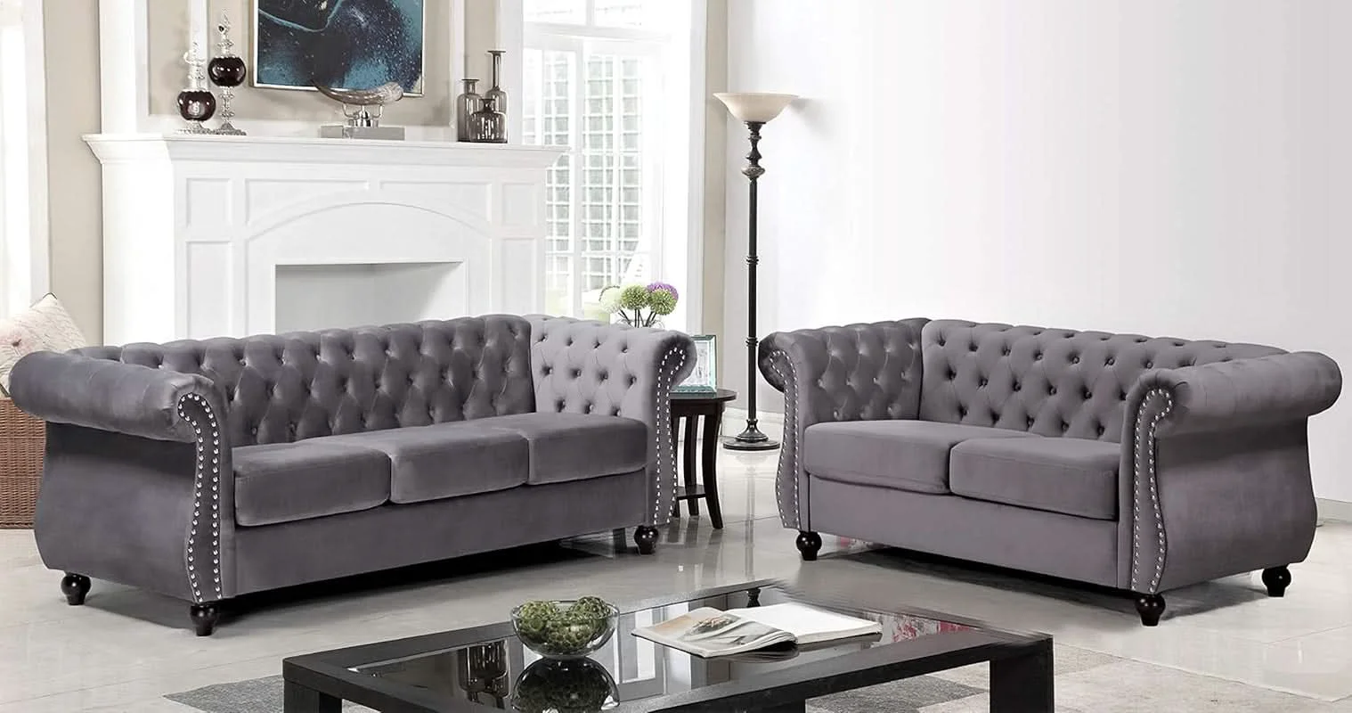 Powerful Modern Pink Velvet Chesterfield Loveseat With Tufted Back Fine Crafted