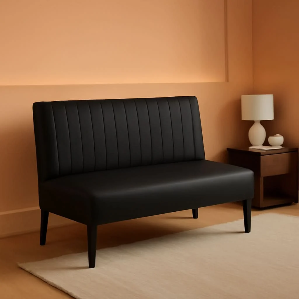 Durable Mini Black Leather Loveseat Sofa with USB Ports Effective