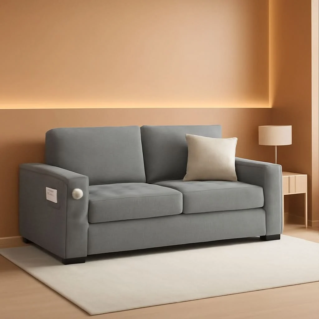 Next-Generation 70 Inch Gray Chenille Loveseat With USB C Ports And Plush Cushions Breathable